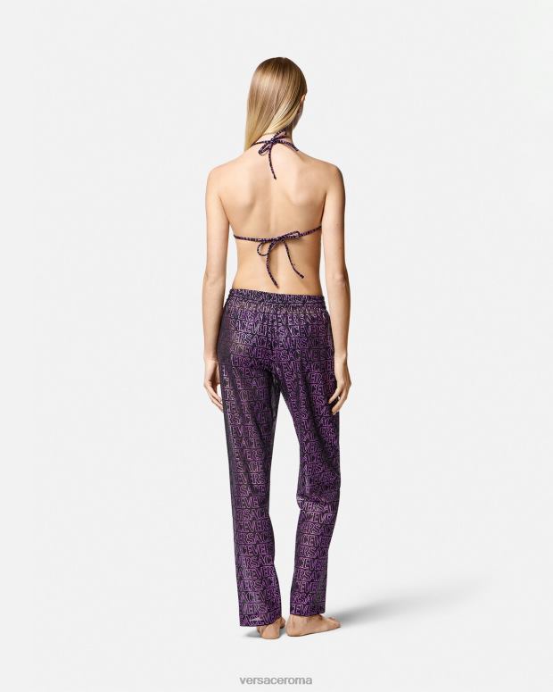 esso Versace donne pantaloni pareo integrali fucsia e stampa JT08Z1214 biancheria intima e costumi da bagno
