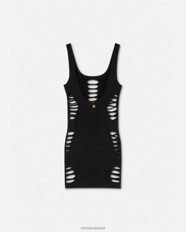 esso Versace donne copricostume con miniabito tagliato nero JT08Z1216 biancheria intima e costumi da bagno