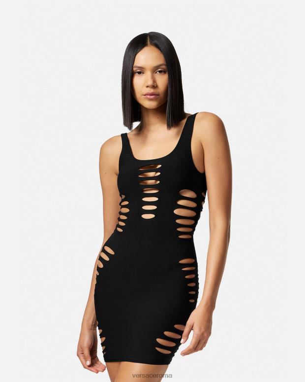 esso Versace donne copricostume con miniabito tagliato nero JT08Z1216 biancheria intima e costumi da bagno