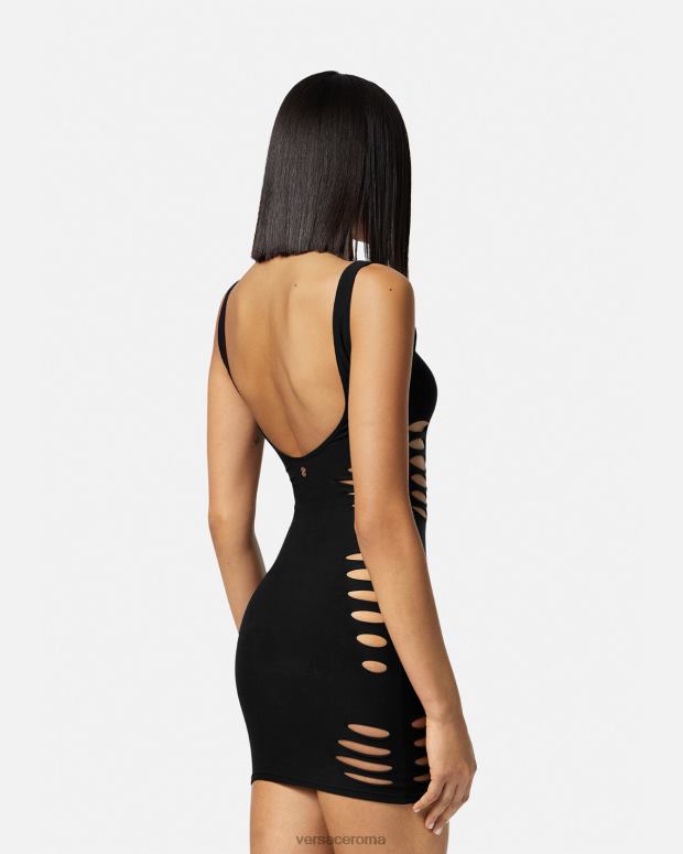 esso Versace donne copricostume con miniabito tagliato nero JT08Z1216 biancheria intima e costumi da bagno