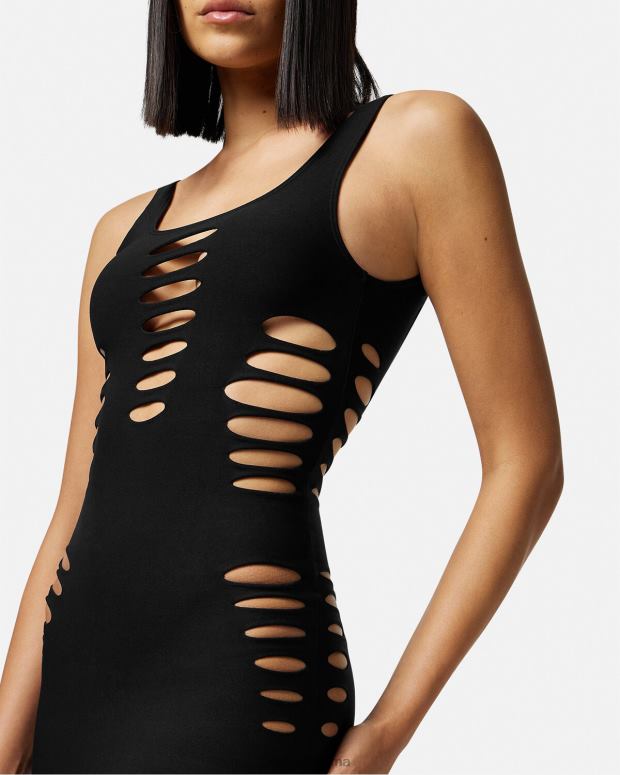 esso Versace donne copricostume con miniabito tagliato nero JT08Z1216 biancheria intima e costumi da bagno