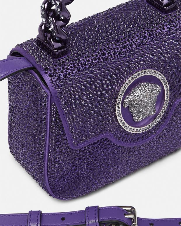 esso Versace donne Borsa mini la medusa in cristalli Viola JT08Z360 borse