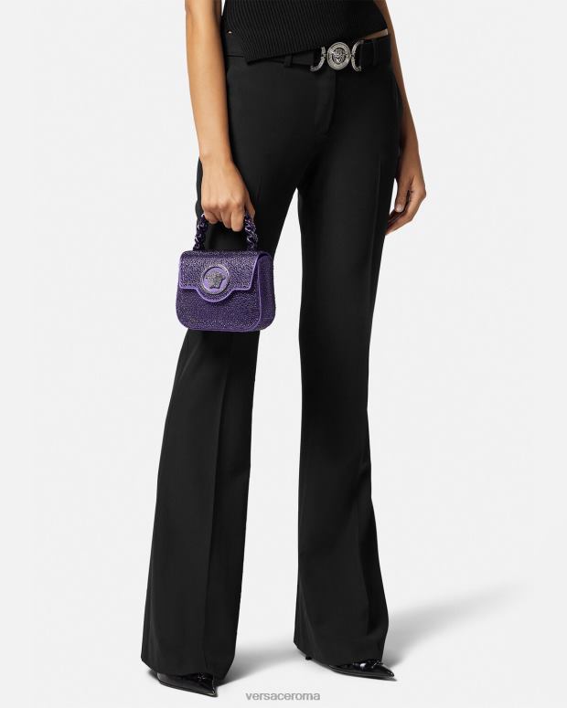 esso Versace donne Borsa mini la medusa in cristalli Viola JT08Z360 borse