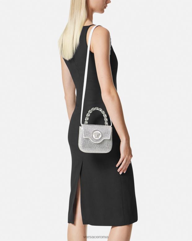 esso Versace donne Borsa mini la medusa in cristalli bianco JT08Z314 borse