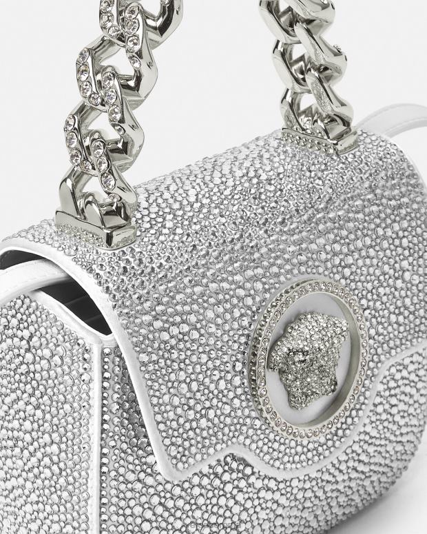 esso Versace donne Borsa mini la medusa in cristalli bianco JT08Z314 borse