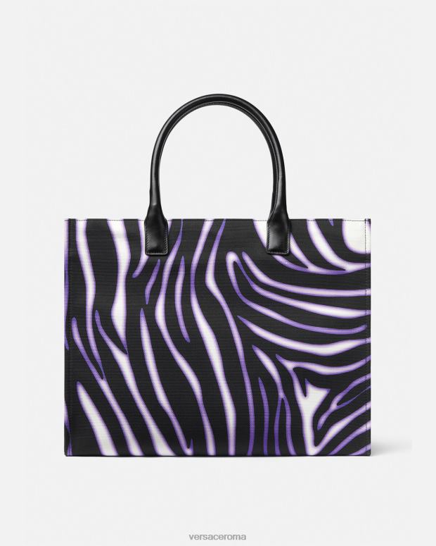 esso Versace donne Borsa tote grande zebrata stampa e viola JT08Z349 borse