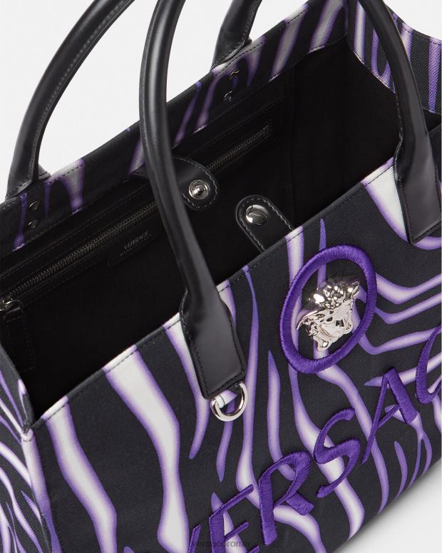 esso Versace donne Borsa tote grande zebrata stampa e viola JT08Z349 borse