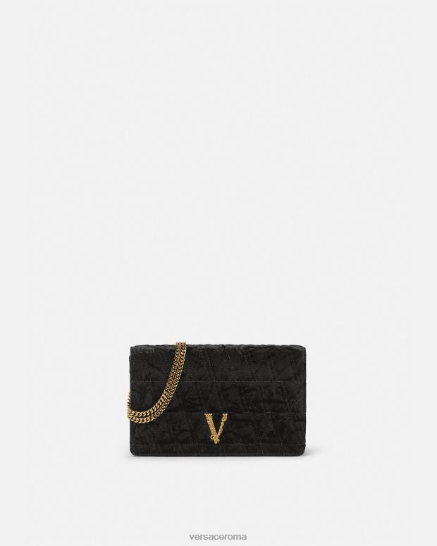 esso Versace donne pochette Virtus in velluto nero JT08Z378 borse