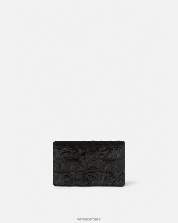 esso Versace donne pochette Virtus in velluto nero JT08Z378 borse