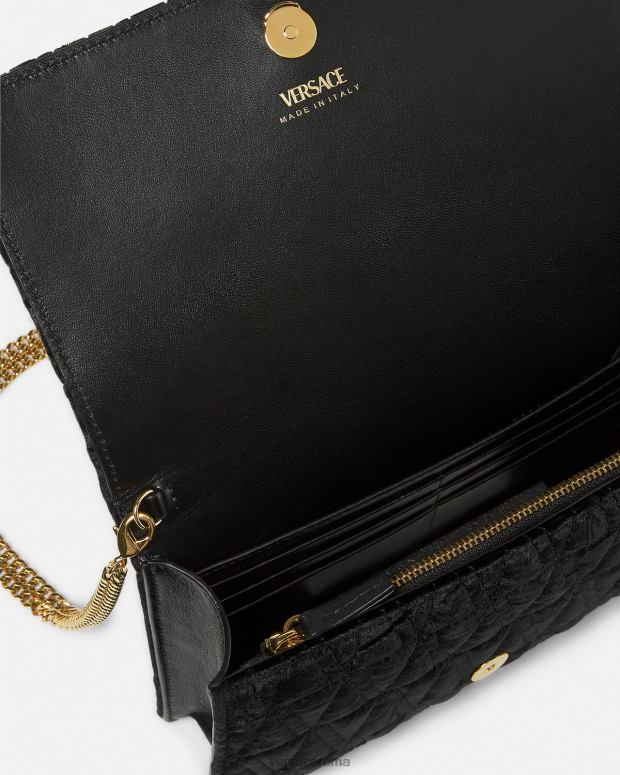 esso Versace donne pochette Virtus in velluto nero JT08Z378 borse