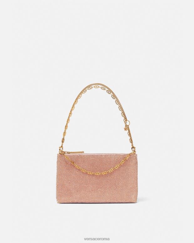 esso Versace donne pochette in rete metallica con cristalli rosa JT08Z381 borse