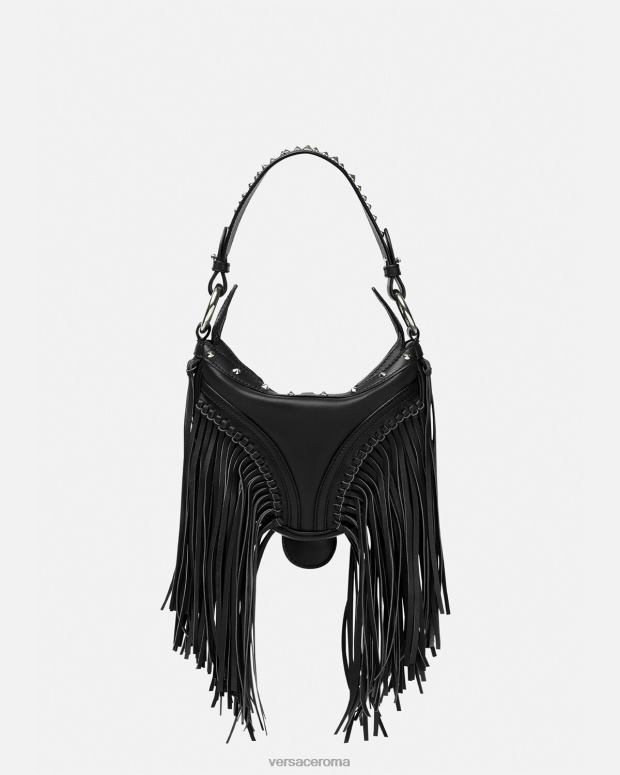esso Versace donne Mini borsa hobo con frange ripetute nero JT08Z297 borse