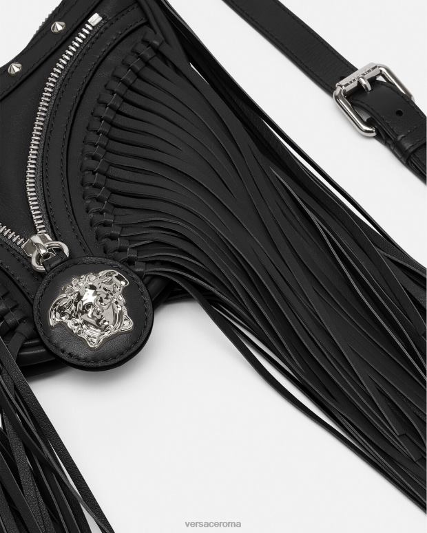 esso Versace donne Mini borsa hobo con frange ripetute nero JT08Z297 borse