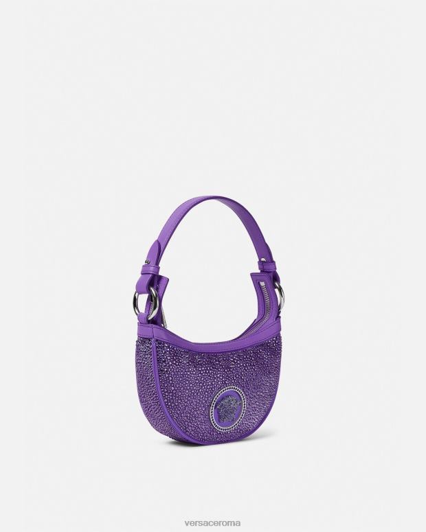 esso Versace donne mini borsa hobo con cristalli ripetuti Viola JT08Z299 borse