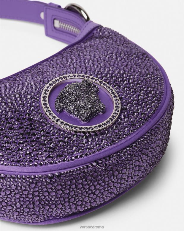 esso Versace donne mini borsa hobo con cristalli ripetuti Viola JT08Z299 borse