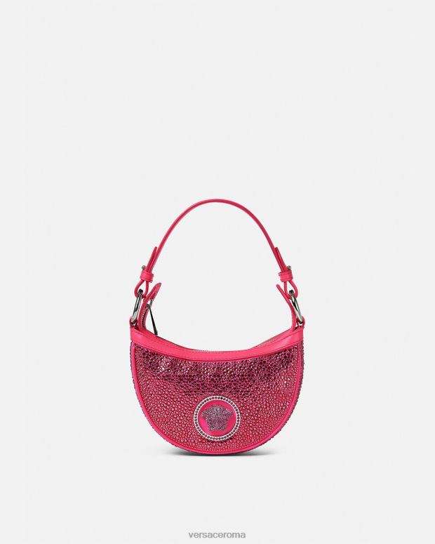 esso Versace donne mini borsa hobo con cristalli ripetuti fucsia JT08Z291 borse