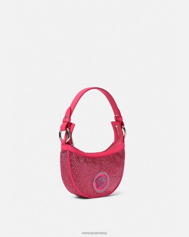 esso Versace donne mini borsa hobo con cristalli ripetuti fucsia JT08Z291 borse