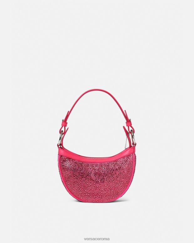 esso Versace donne mini borsa hobo con cristalli ripetuti fucsia JT08Z291 borse