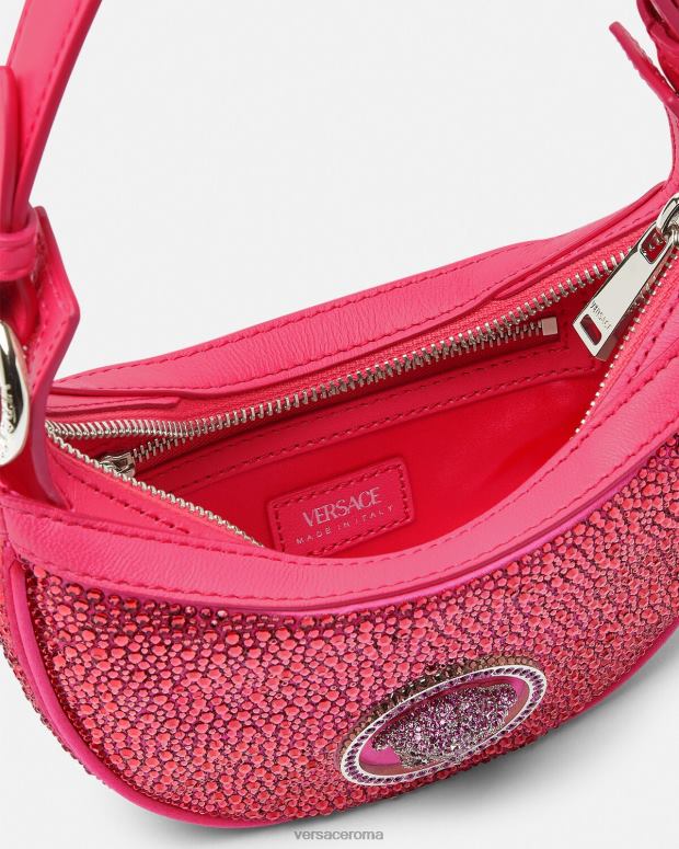 esso Versace donne mini borsa hobo con cristalli ripetuti fucsia JT08Z291 borse