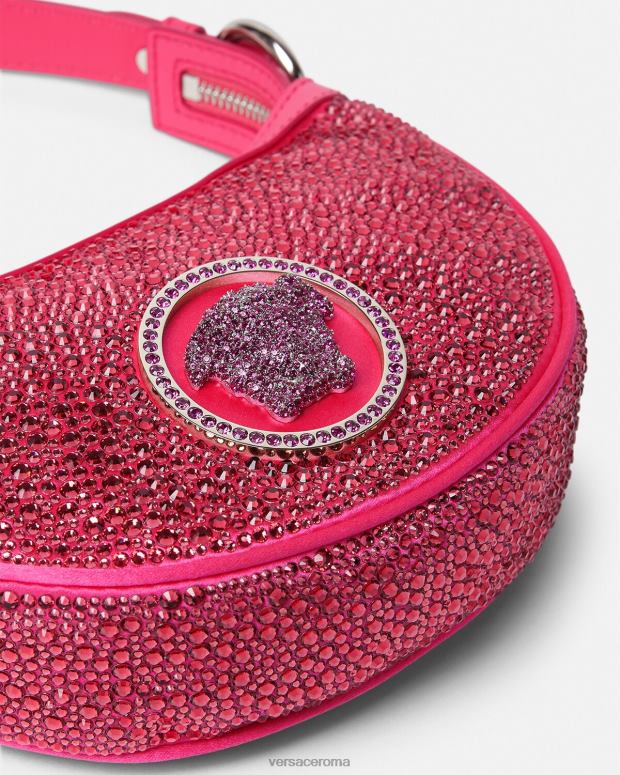 esso Versace donne mini borsa hobo con cristalli ripetuti fucsia JT08Z291 borse