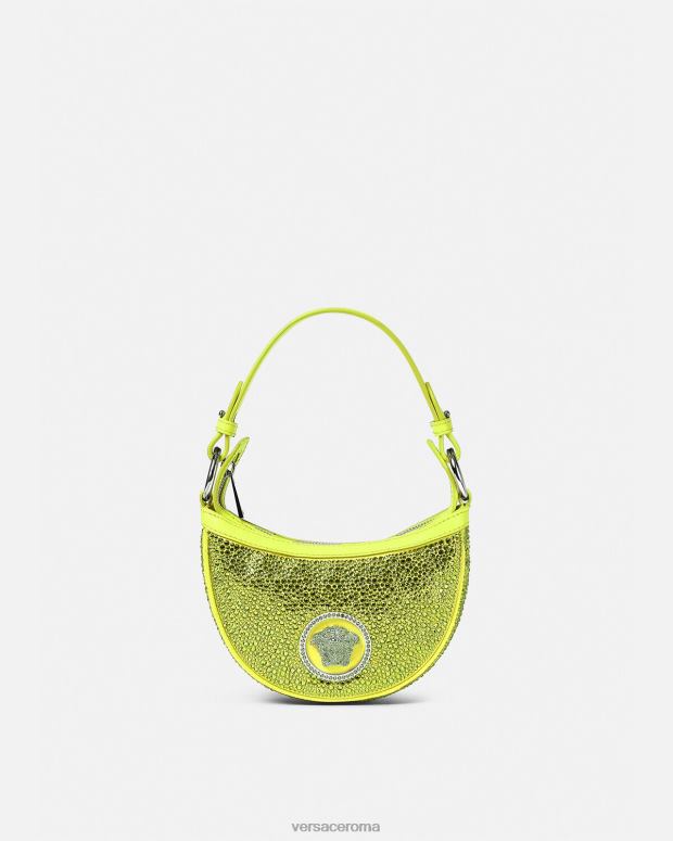 esso Versace donne mini borsa hobo con cristalli ripetuti giallo JT08Z293 borse