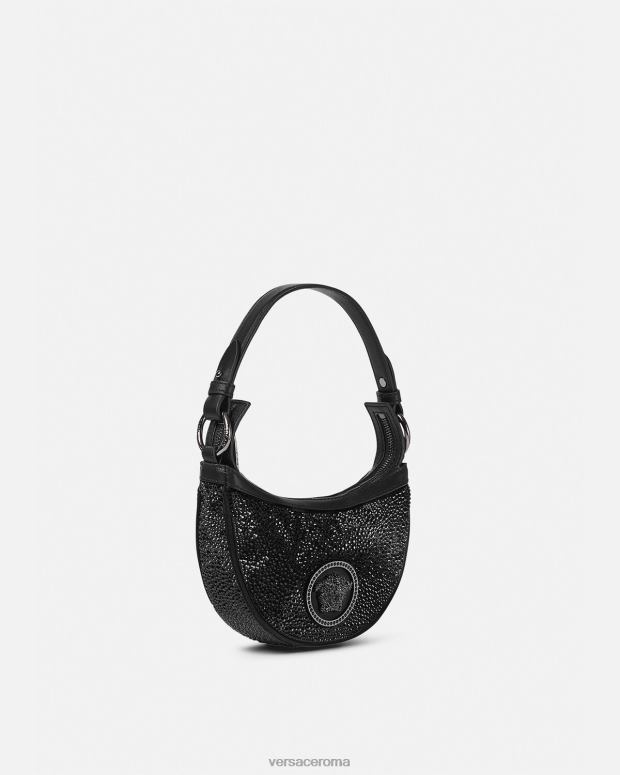 esso Versace donne mini borsa hobo con cristalli ripetuti nero JT08Z292 borse