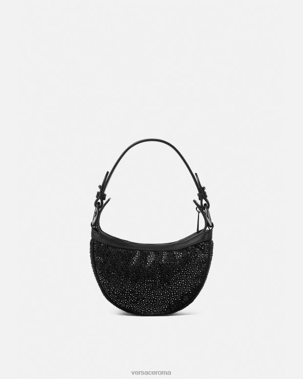 esso Versace donne mini borsa hobo con cristalli ripetuti nero JT08Z292 borse