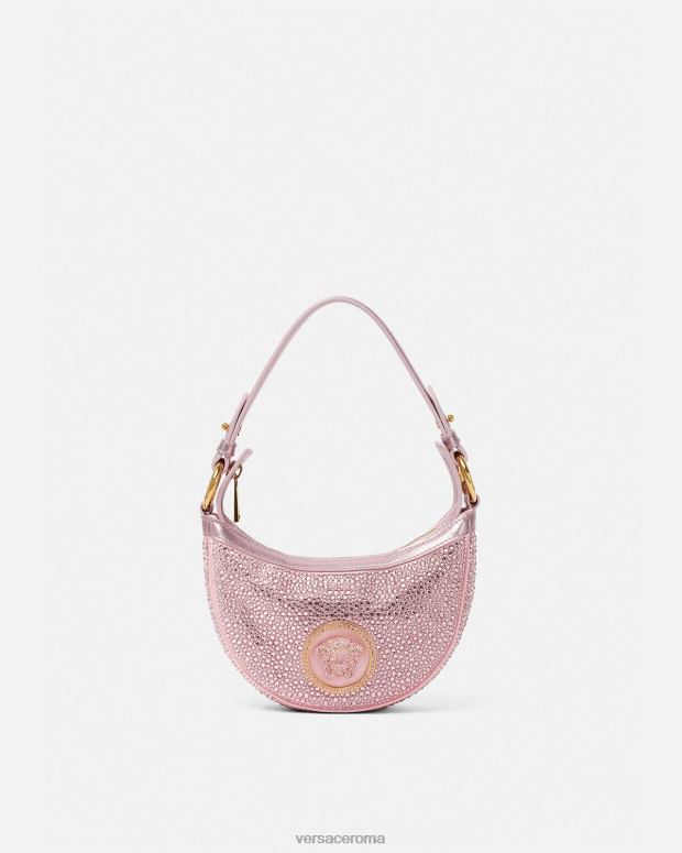 esso Versace donne mini borsa hobo con cristalli ripetuti rosa JT08Z275 borse