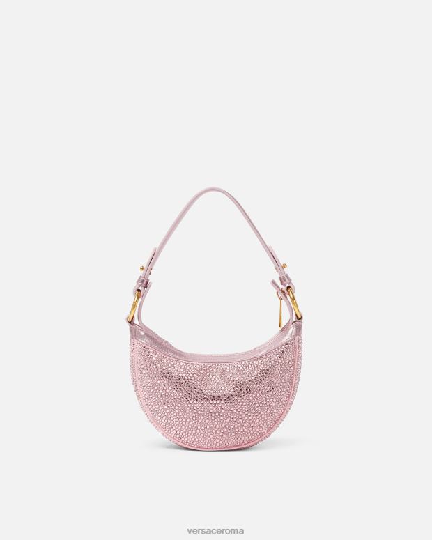 esso Versace donne mini borsa hobo con cristalli ripetuti rosa JT08Z275 borse