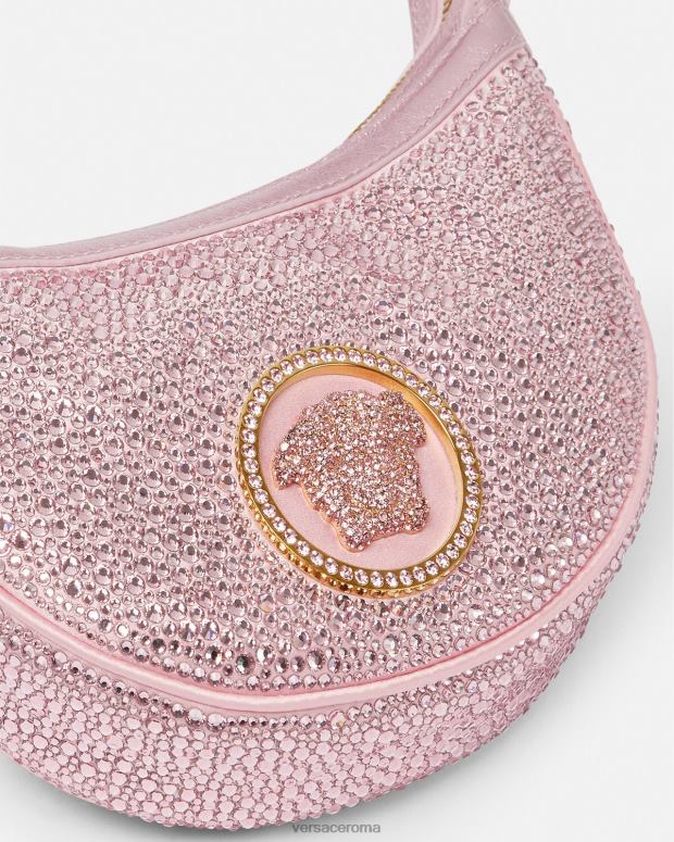 esso Versace donne mini borsa hobo con cristalli ripetuti rosa JT08Z275 borse