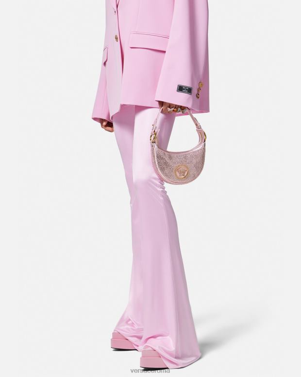 esso Versace donne mini borsa hobo con cristalli ripetuti rosa JT08Z275 borse