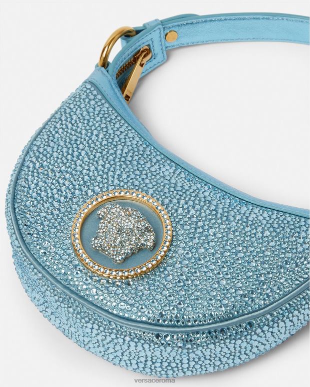 esso Versace donne mini borsa hobo con cristalli ripetuti turchese JT08Z276 borse