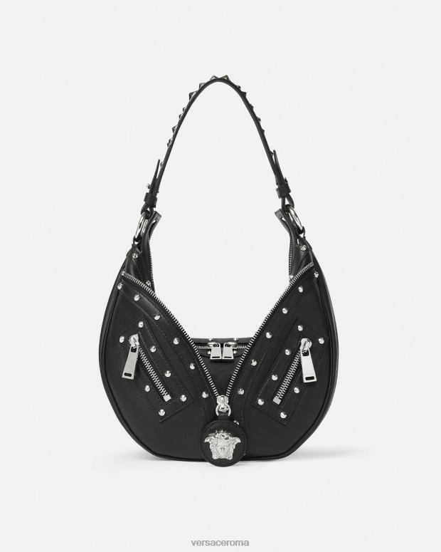 esso Versace donne ripetere la piccola borsa hobo nero JT08Z283 borse