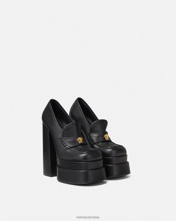 esso Versace donne mocassini con plateau aevitas nero JT08Z430 scarpa