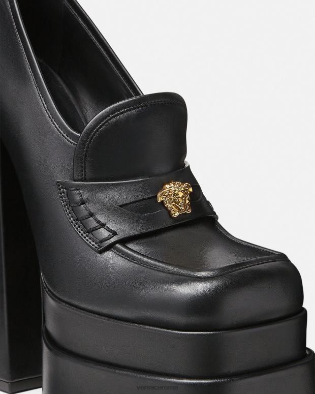 esso Versace donne mocassini con plateau aevitas nero JT08Z430 scarpa