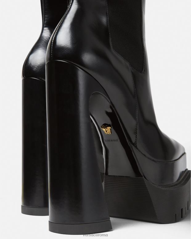 esso Versace donne stivali con plateau a punta aevitas nero JT08Z419 scarpa