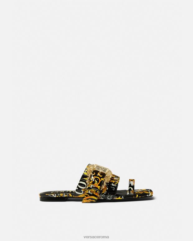 esso Versace donne Sabot couture con logo Millie oro nero JT08Z2300 scarpa
