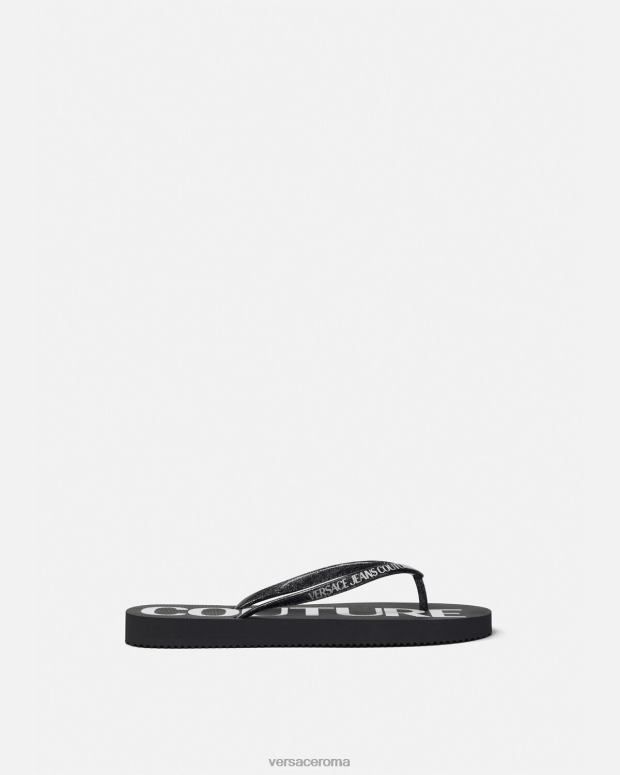 esso Versace donne infradito con logo nero e stampa JT08Z2286 scarpa