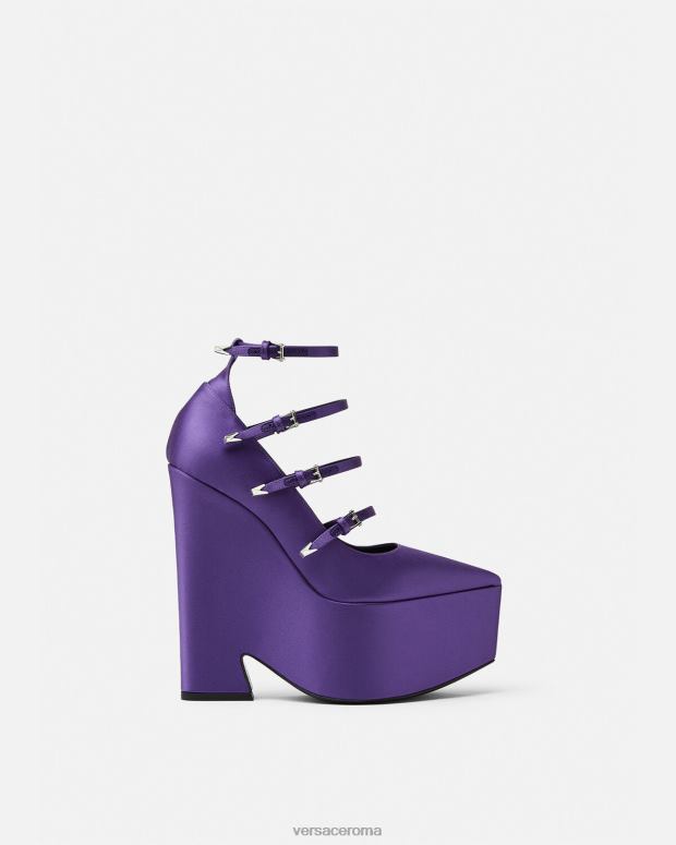esso Versace donne Décolleté Tempest con plateau in raso Viola JT08Z496 scarpa