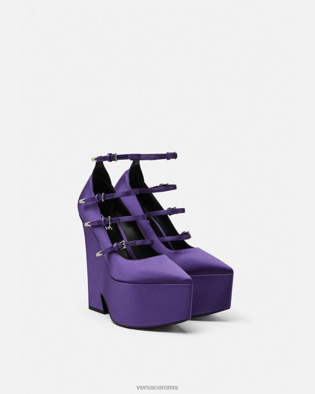 esso Versace donne Décolleté Tempest con plateau in raso Viola JT08Z496 scarpa