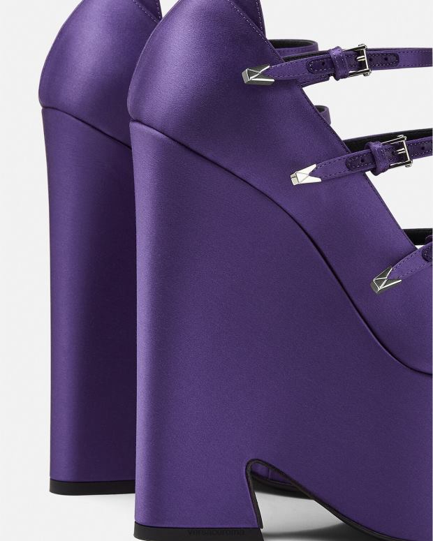 esso Versace donne Décolleté Tempest con plateau in raso Viola JT08Z496 scarpa