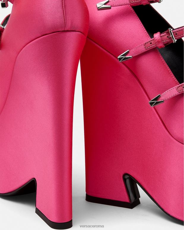 esso Versace donne Décolleté Tempest con plateau in raso fucsia JT08Z495 scarpa