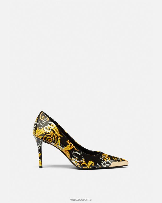esso Versace donne Décolleté couture con logo Scarlett oro nero JT08Z2304 scarpa
