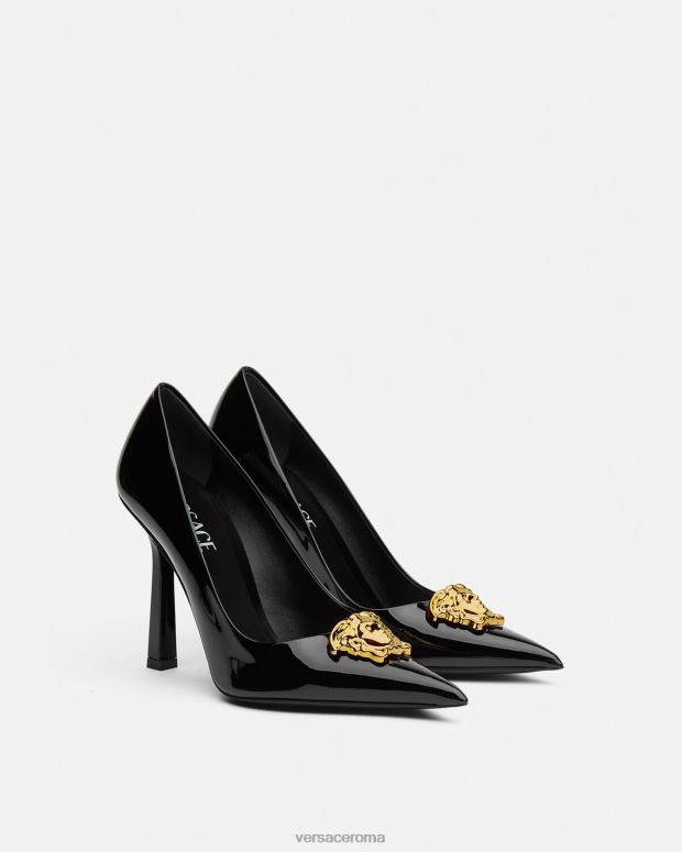 esso Versace donne décolleté la medusa in vernice nero JT08Z488 scarpa