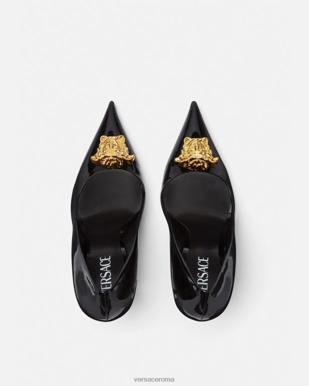 esso Versace donne décolleté la medusa in vernice nero JT08Z488 scarpa