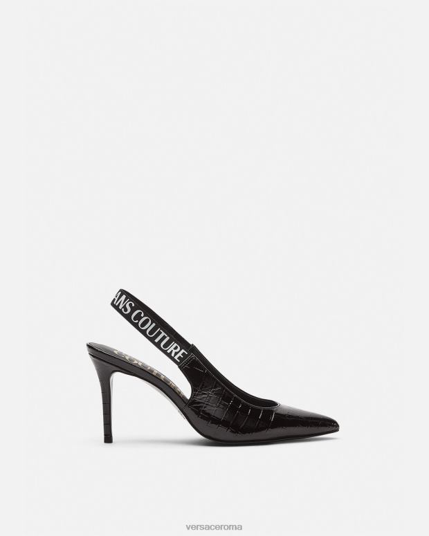 esso Versace donne décolleté slingback con logo nero JT08Z2307 scarpa