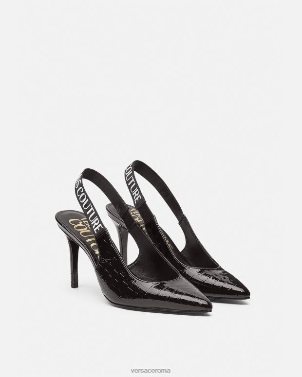 esso Versace donne décolleté slingback con logo nero JT08Z2307 scarpa