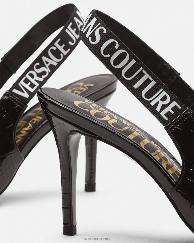esso Versace donne décolleté slingback con logo nero JT08Z2307 scarpa