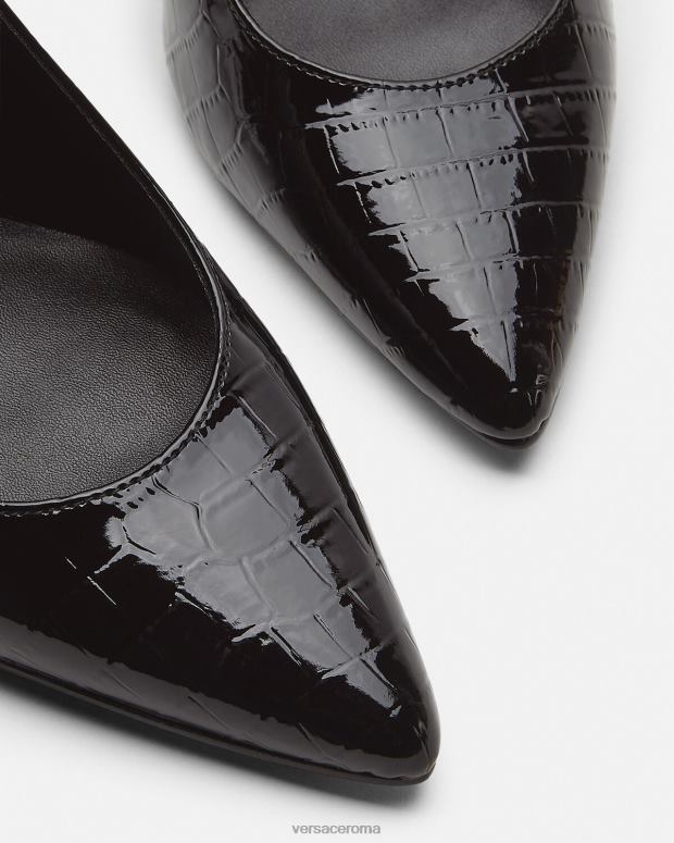 esso Versace donne décolleté slingback con logo nero JT08Z2307 scarpa