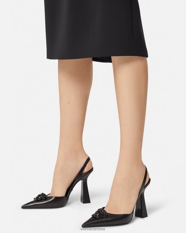 esso Versace donne décolleté slingback la medusa nero JT08Z489 scarpa